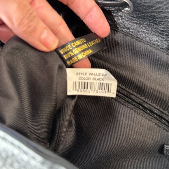 Vince Camuto Black Leather Convertible‎ Backpack Purse - Picture 7 of 8